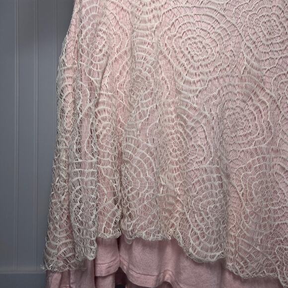 MissChievous Blouse Pink Barbie Coquette Lace Tank Sleeveless Layered Scoop Neck - Picture 9 of 10